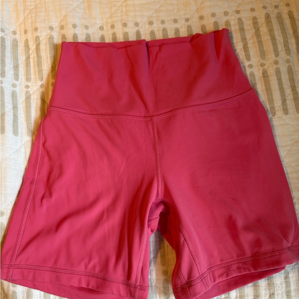 Lululemon hot pink Align Bike Shorts. Size 6, 6” inseam